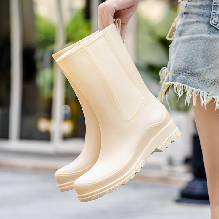 Damen Chelsea Regenstiefel aus Vollgummi mit elastischen Einsätzen und profilierter Luglaufsohle Drune