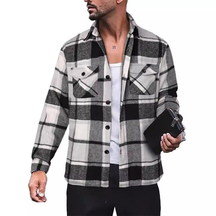 Herren Flanellhemd mit Karomuster und funktionalen Taschen Drune
