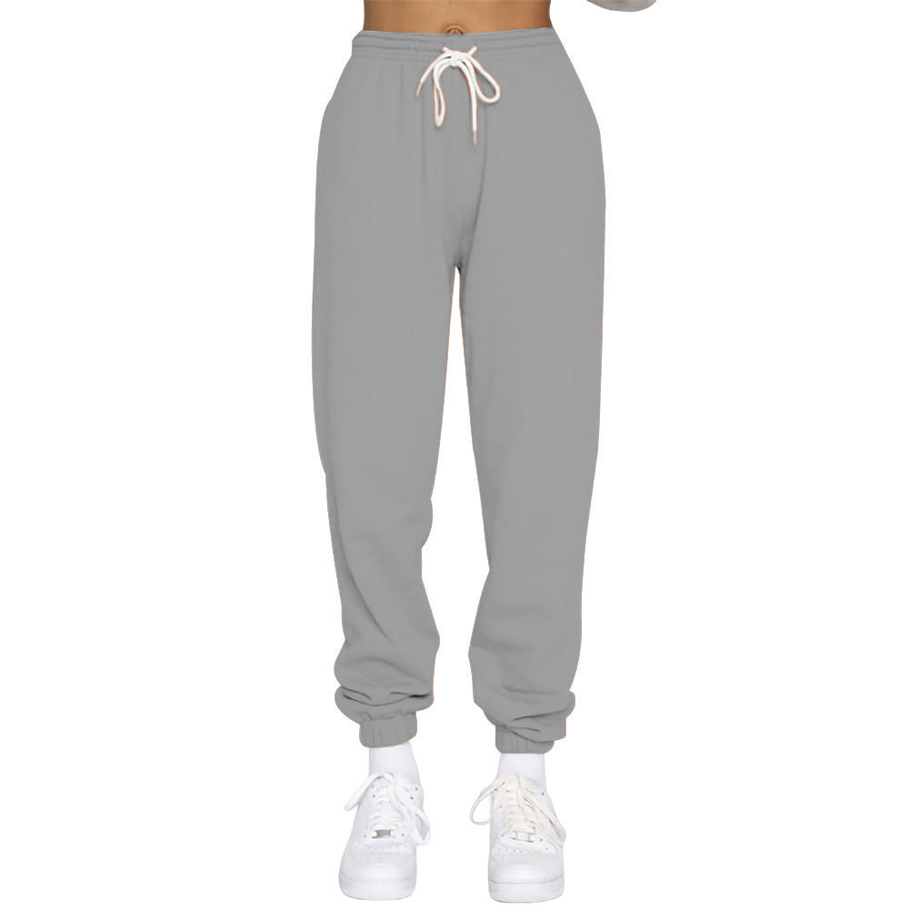 Damen nan High‑Waist Relax-Jogginghose mit elastischem Komfortbund, Kordelzug und gerippten Knöchelbündchen Drune