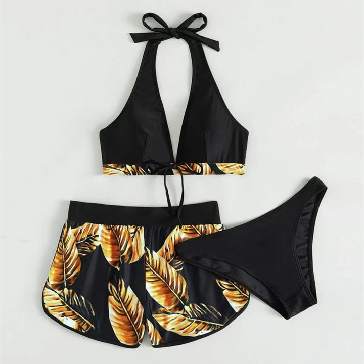 Damen Bikini-Set mit raffiniertem Wickeloberteil und bequemen Shorts Drune