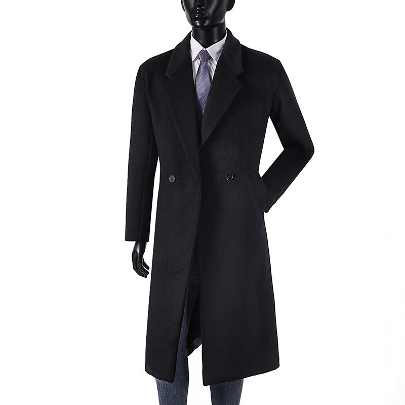 Herren Moderner Longcoat aus Wollmix mit schmalem Revers, leichter Taillierung und seitlichen Eingrifftaschen Drune