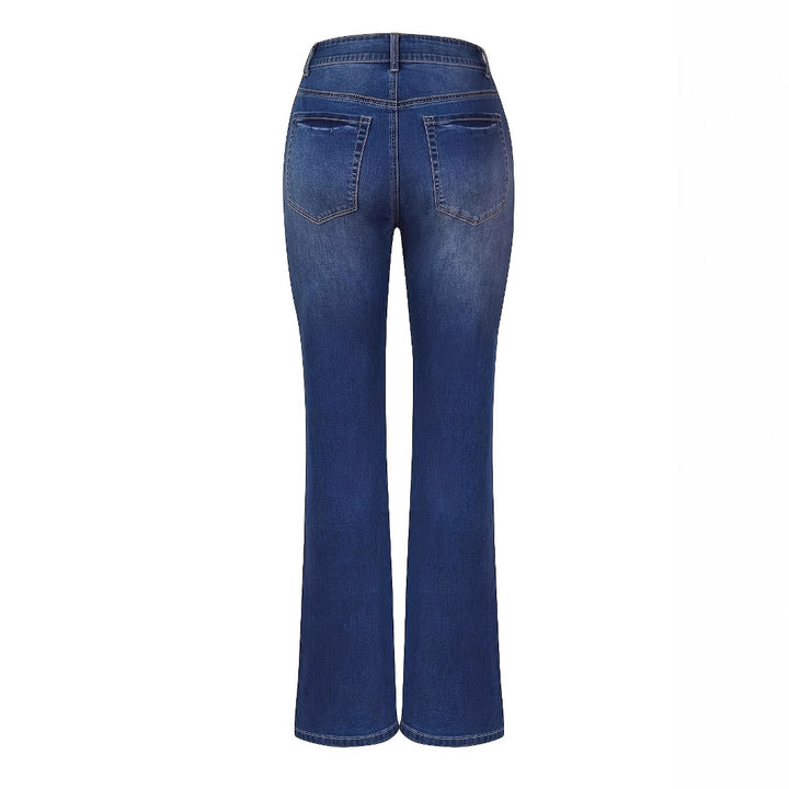 Damen Hochtaillierte Button‑Fly Flared‑Jeans mit sculptender Mittelnaht Drune