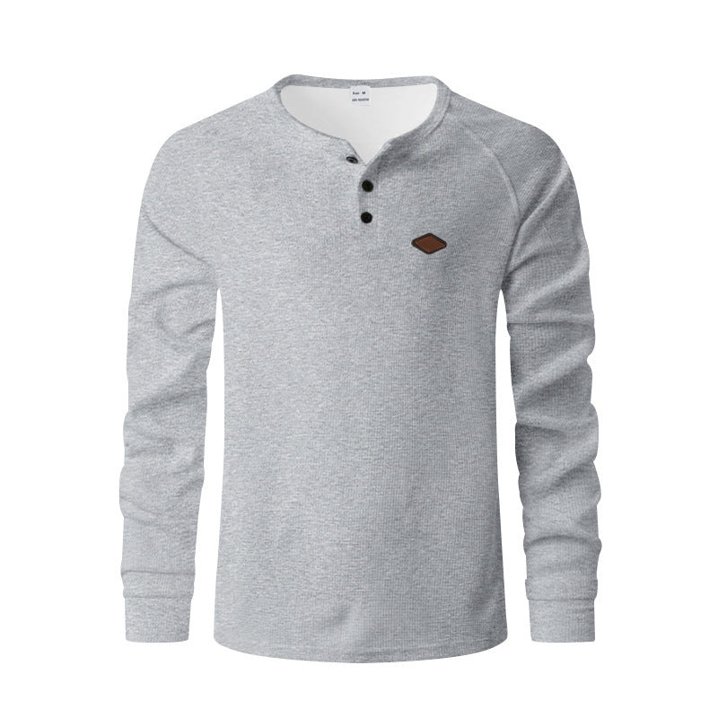Herren Langarmshirt mit Knopfleiste und Struktur Drune
