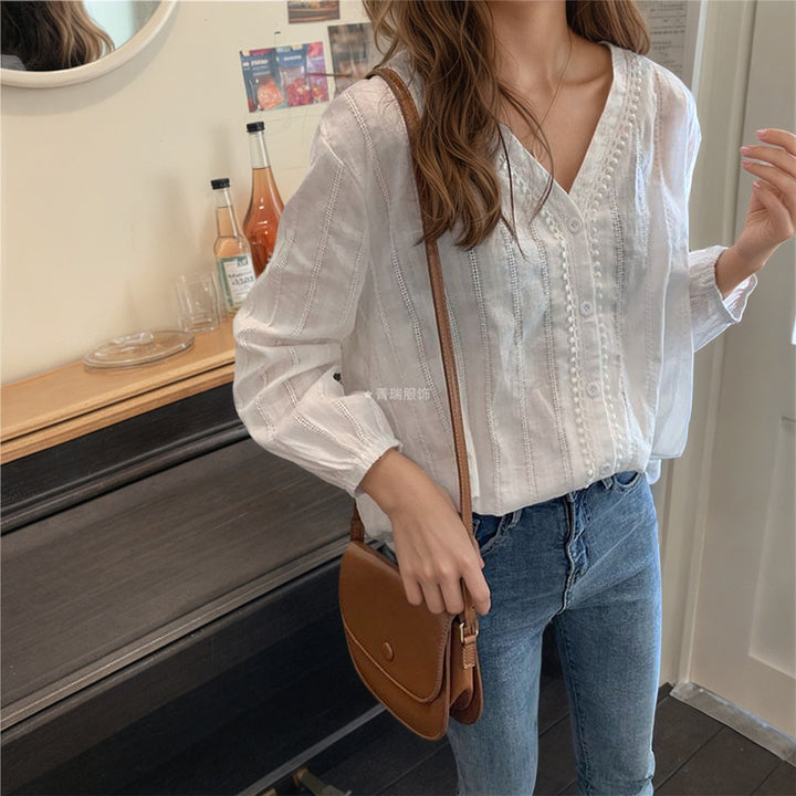 Damen Elegante und luftige Bluse mit Knopfdetails Drune