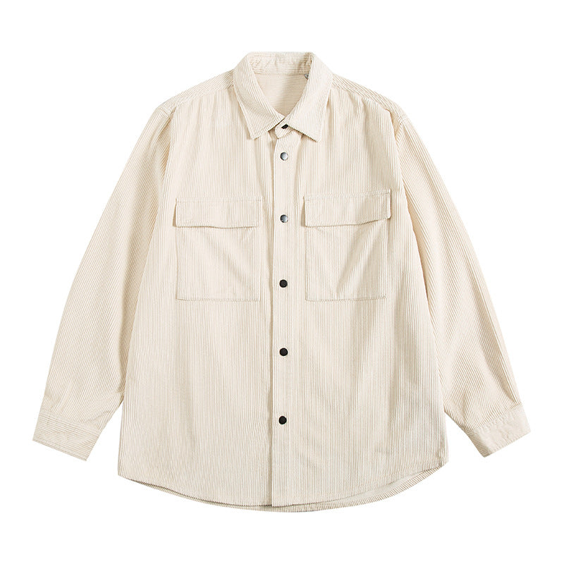 Herren  Corduroy Relaxed Overshirt mit Klappbrusttaschen Drune