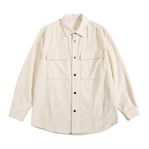 Herren  Corduroy Relaxed Overshirt mit Klappbrusttaschen Drune