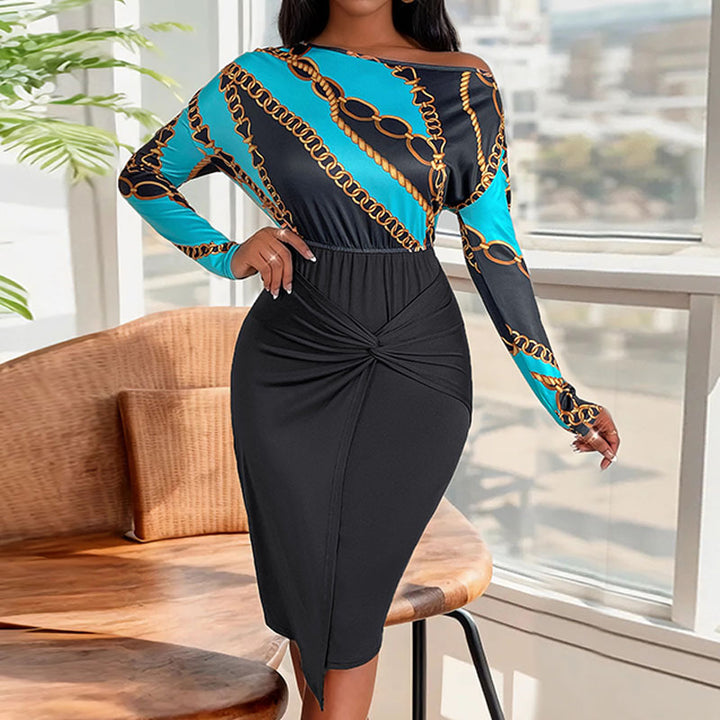 Damen Elegantes Knielanges Kleid mit Drapierungsdetails Drune