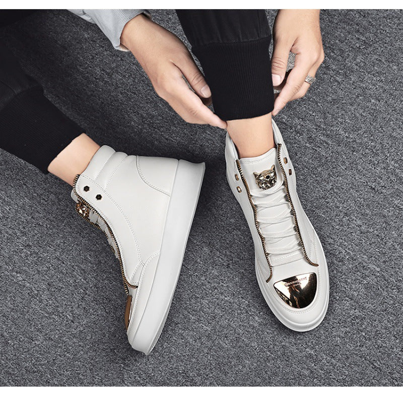 Damen High-Top Sneakers mit goldenen Details und Reißverschluss von Drune