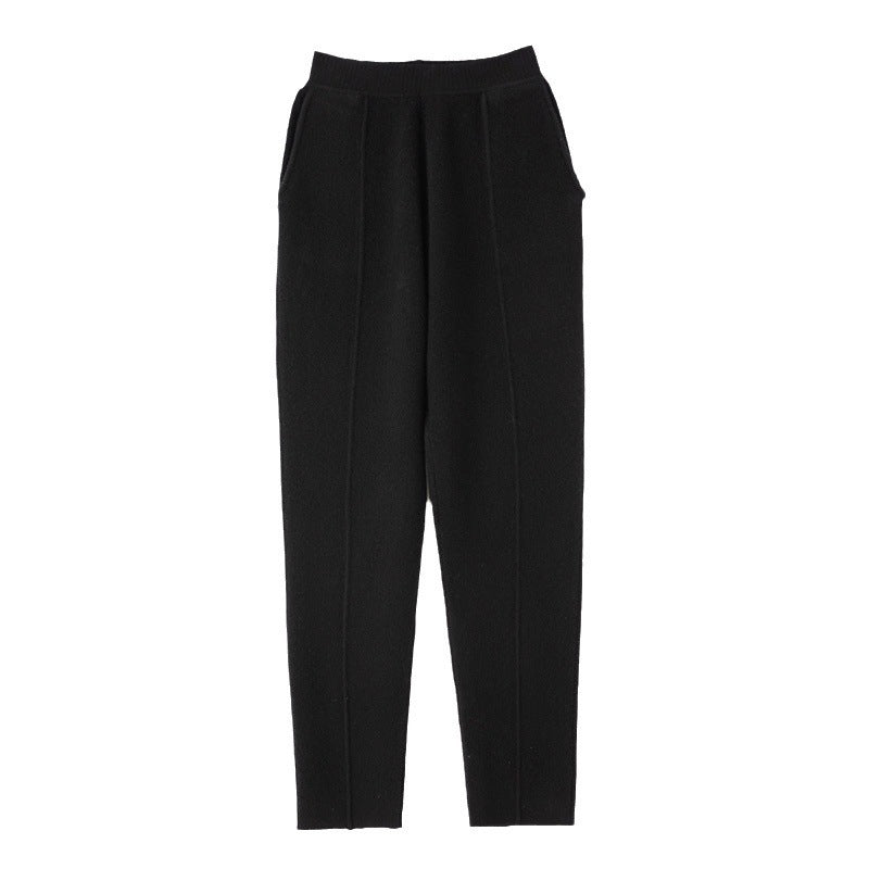 Damen Strickhose mit schmaler Beinform, elastischem Bund und Bügelfalte Drune