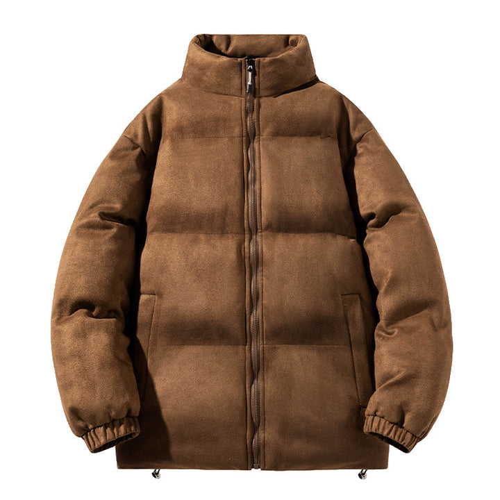 Herren breite Blocksteppjacke mit wattierter Thermofüllung, hohem Stehkragen und Kordelzugsaum Drune
