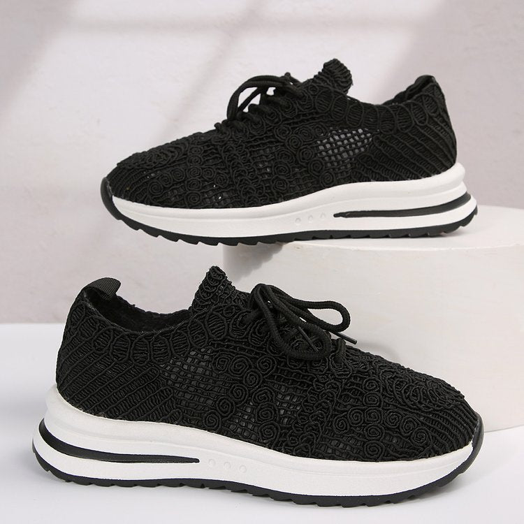 Damen  gestrickte Slip-On Plateau-Sneaker mit atmungsaktivem Obermaterial und gepolstertem Komfortfußbett Drune