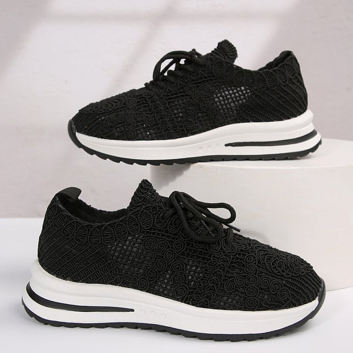 Damen  gestrickte Slip-On Plateau-Sneaker mit atmungsaktivem Obermaterial und gepolstertem Komfortfußbett Drune