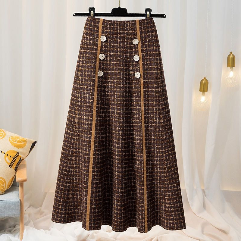 Damen Eleganter und fließender Maxirock mit Knopfdetails Drune