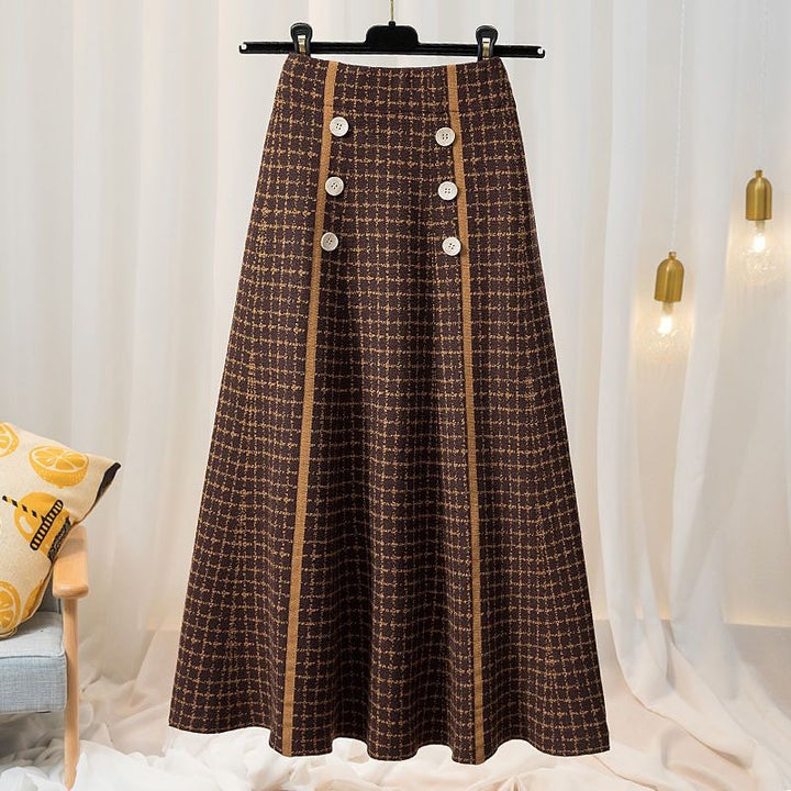 Damen Eleganter und fließender Maxirock mit Knopfdetails Drune