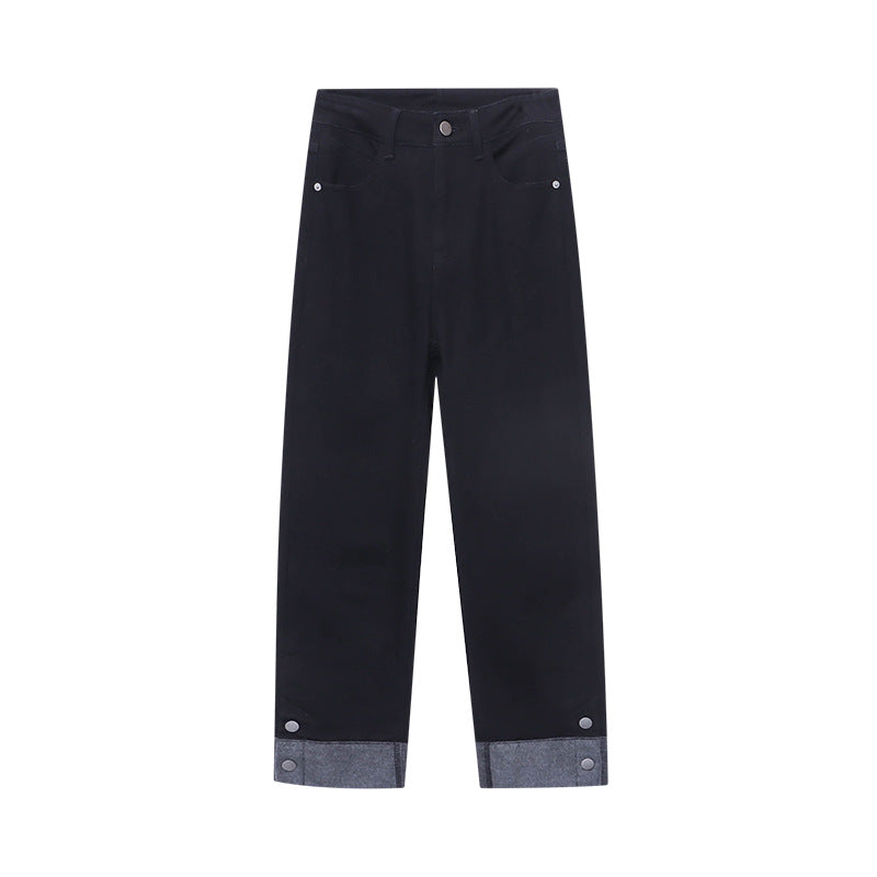 Damen Hoch taillierte Jeans mit umgeschlagenen Saum Drune