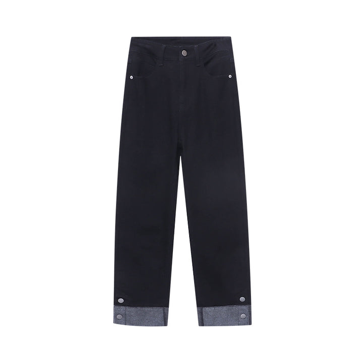 Damen Hoch taillierte Jeans mit umgeschlagenen Saum Drune