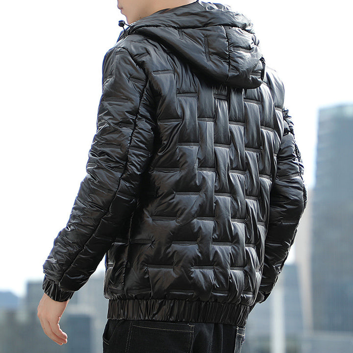 Herren Leichte gesteppte Kapuzen‑Steppjacke mit glänzender Oberfläche und elastischen Bündchen Drune
