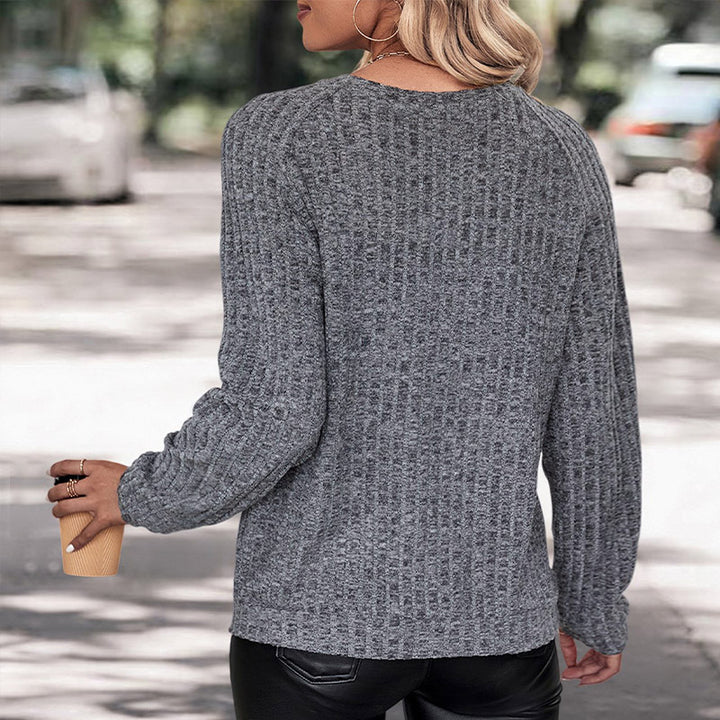 Damen Strukturierter Grobstrickpullover mit Rundhalsausschnitt und legerer Passform Drune