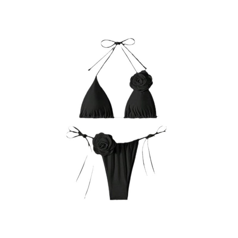 Damen Triangel-Bikini mit dekorativen Rüschen und verstellbaren Bändern Drune