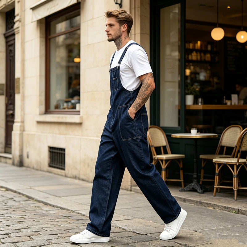 Herren Modische Denim-Latzhose Drune
