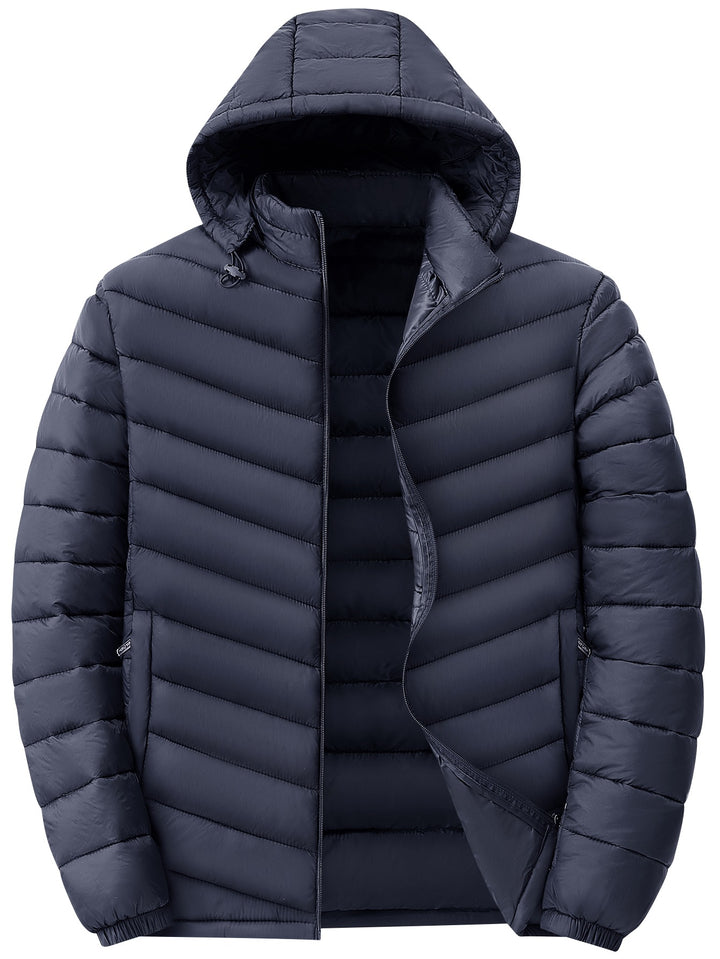 Herren Ultraleichte gesteppte Kapuzenjacke mit Thermofüllung & Packable‑Design Drune