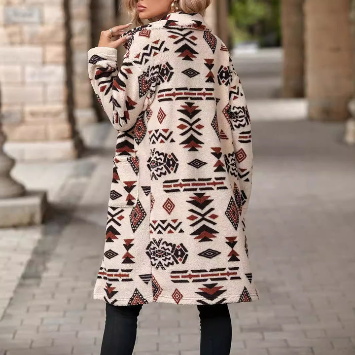 Damen modische Teddyjacke mit einzigartigem geometrischem Muster Drune