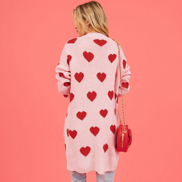 Damen Strickjacke mit Herzmotiv und praktischen Taschen Drune