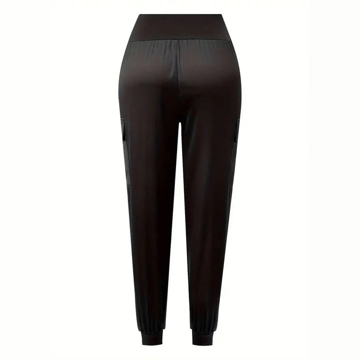 Damen Satin-Cargo-Hose mit elastischem Bund und praktischen Taschen Drune