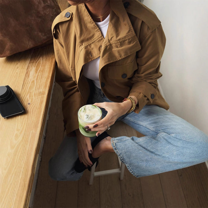 Damen Utility-Jacke mit hohem Kragen und praktischen Taschen Drune