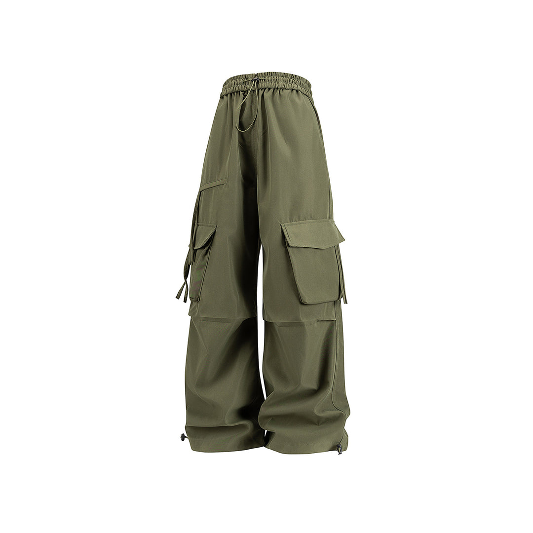 Damen Weite Cargo‑Hose im Baggy‑Cut mit elastischem Tunnelzugbund, Klapp‑Utility‑Taschen und verstellbarem Beinabschluss Drune