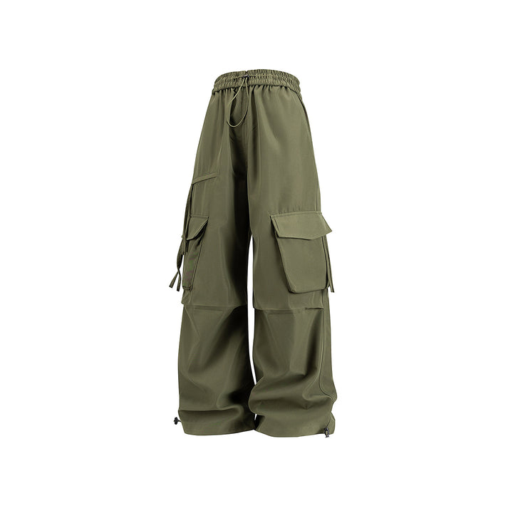 Damen Weite Cargo‑Hose im Baggy‑Cut mit elastischem Tunnelzugbund, Klapp‑Utility‑Taschen und verstellbarem Beinabschluss Drune