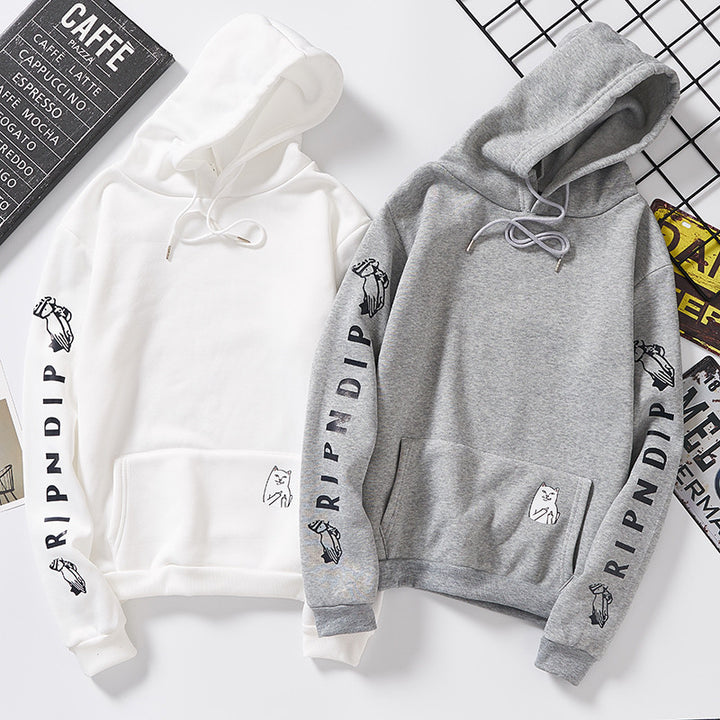 Damen Kapuzenpullover mit auffälligem Ärmelprint, Kängurutasche und relaxed Fit Drune