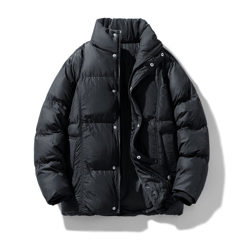 Herren gesteppte Thermoisolierte Winterjacke mit hohem Stehkragen und verdeckter Druckknopfleiste Drune