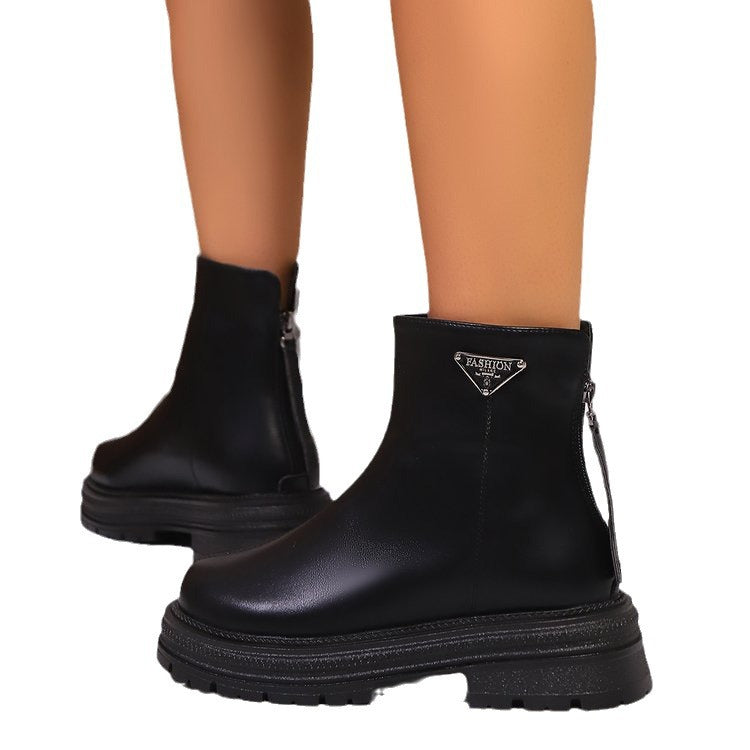 Damen Stiefeletten mit robustem Gummiprofil und modischem Reißverschluss Drune
