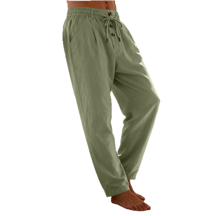 Herren nan leichte Loungehose mit elastischem Kordelbund, Tunnelzug und dekorativer Knopfleiste Drune