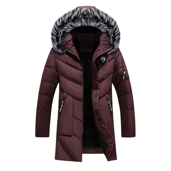 Herren Langer gesteppter Winterparka mit Teddyfutter und Kapuze Drune