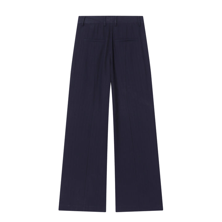 Damen nan taillierte Bundfalten-Hose mit weitem Bein, Bügelfalte und Eingrifftaschen Drune