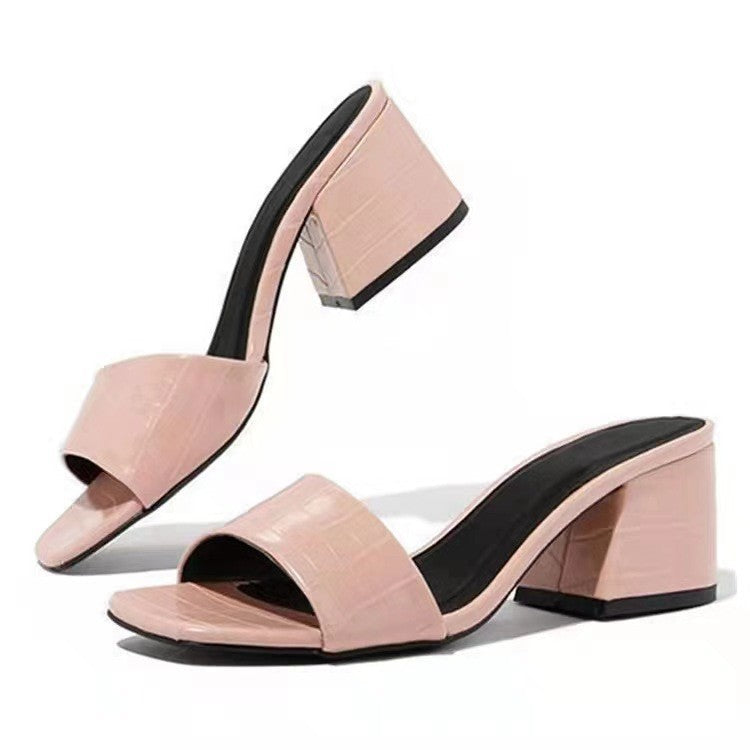Damen offene Blockabsatz-Sandaletten mit elegantem Krokodilleder-Design Drune