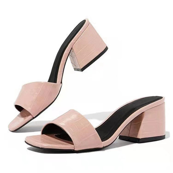 Damen offene Blockabsatz-Sandaletten mit elegantem Krokodilleder-Design Drune