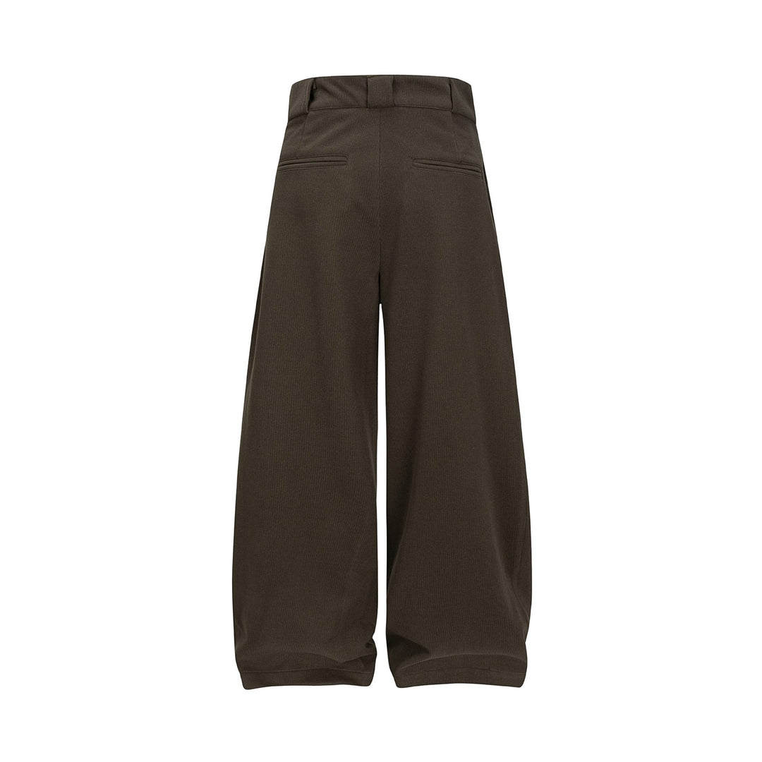Damen Hochtaillierte Culotte-Hose mit weitem Bein, Kellerfalten und Knopfverschluss Drune