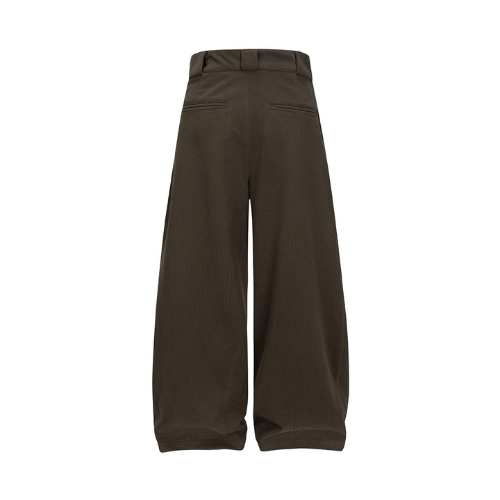 Damen Hochtaillierte Culotte-Hose mit weitem Bein, Kellerfalten und Knopfverschluss Drune