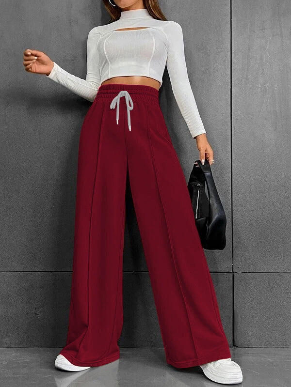 Damen weite Freizeit-Hose mit elastischem Bund und seitlichen Taschen Drune