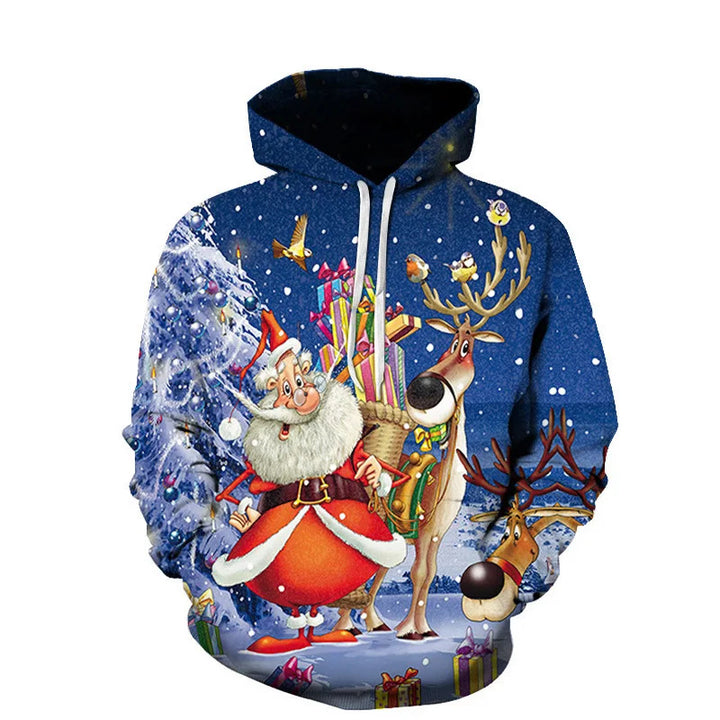 Damen Verspielter Weihnachts-Kapuzenpullover mit buntem Motiv Drune