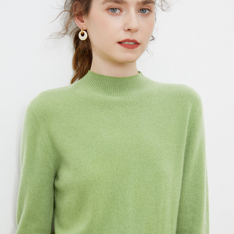 Damen weicher Feinstrick-Mockneckpullover mit Angora‑Look und legerer Silhouette Drune