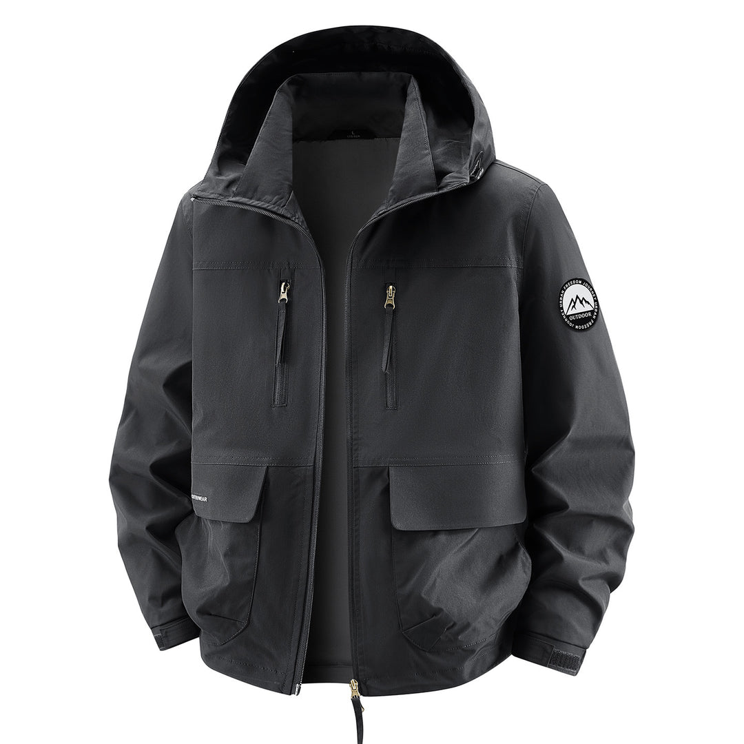 Herren Technische Kapuzen-Fieldjacke mit wasserabweisender Membran und Mehrfachtaschen Drune