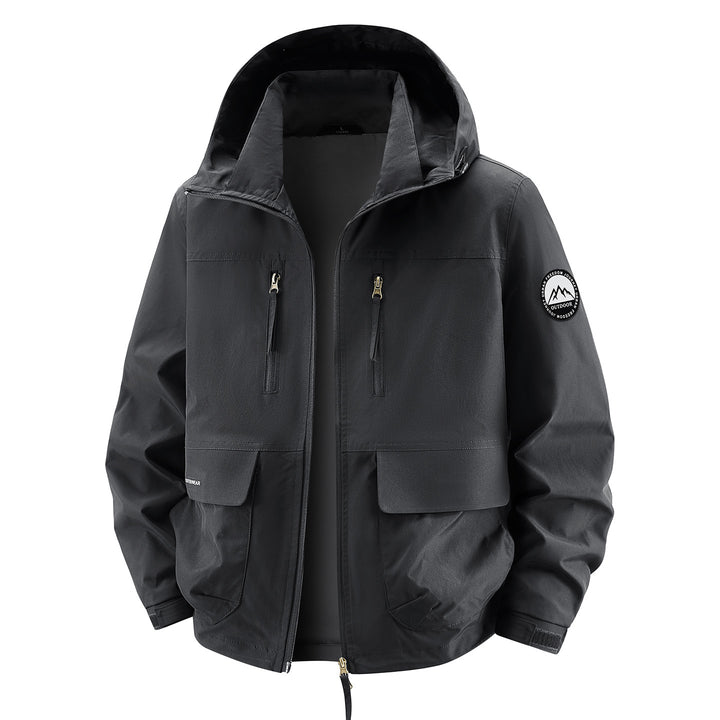 Herren Technische Kapuzen-Fieldjacke mit wasserabweisender Membran und Mehrfachtaschen Drune
