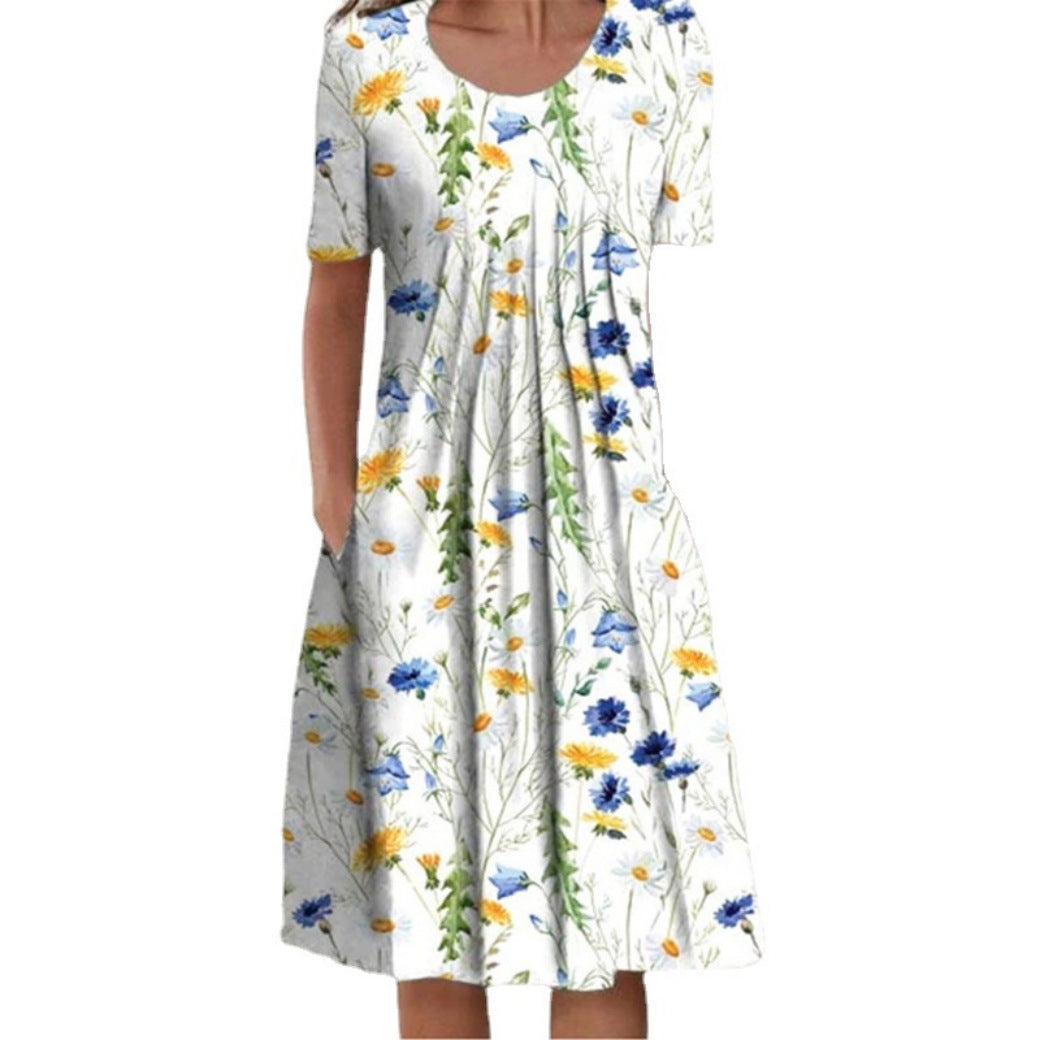 Damen Midi-Kleid mit elastischem Bund und seitlichen Taschen Drune
