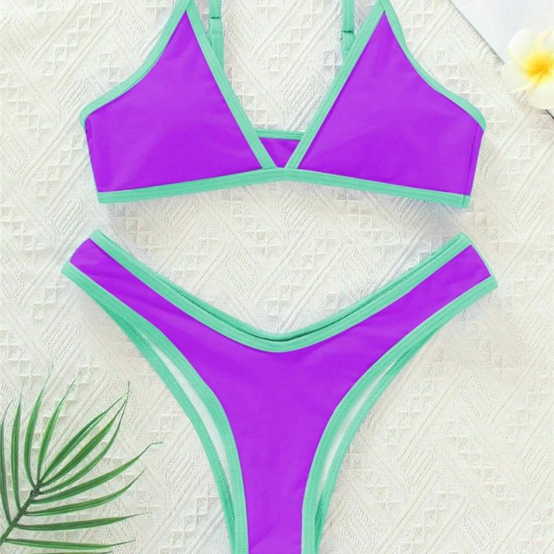 Damen Triangle Bikini Set mit Kontrastbesatz Drune