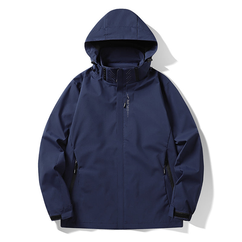 Herren Wasser- und winddichte technische Kapuzen-Outdoorjacke mit verschweißten Nähten und atmungsaktivem Futter Drune