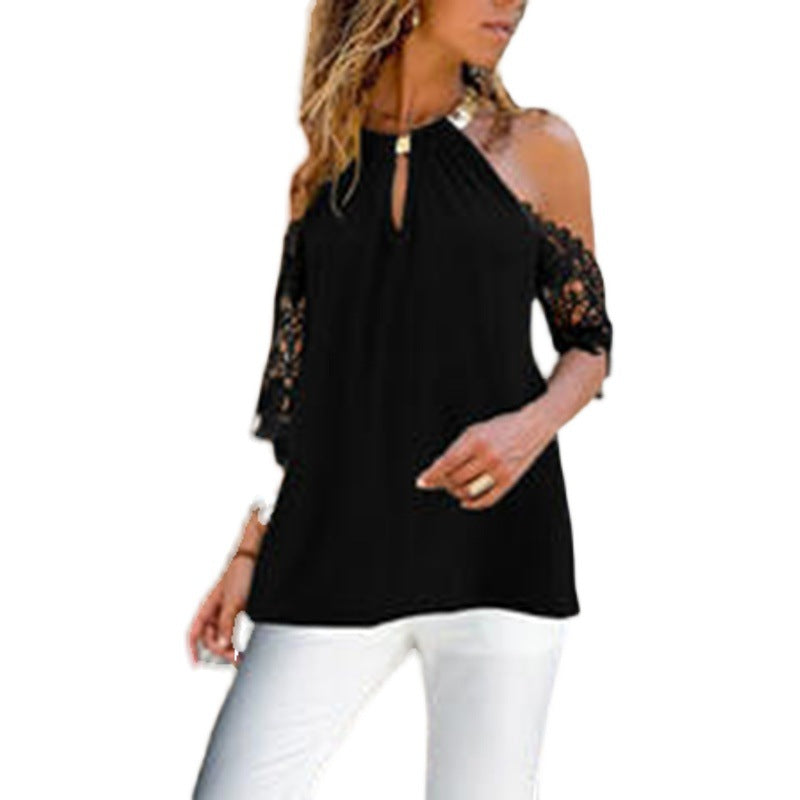 Damen Bluse mit raffinierten Cut-Outs und eleganter Spitzenverzierung Drune